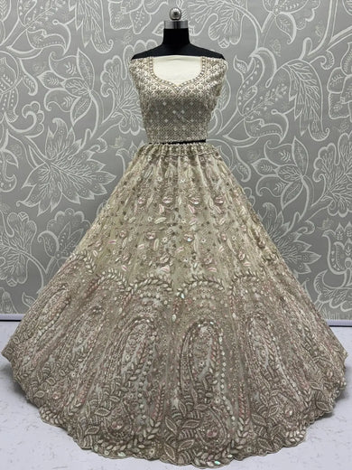 Glamorous Cream Daimond Work Bridal Lehenga Choli - Ethnic Plus In